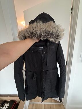 The North Face Women’s Black Parka with Faux Fur Trim